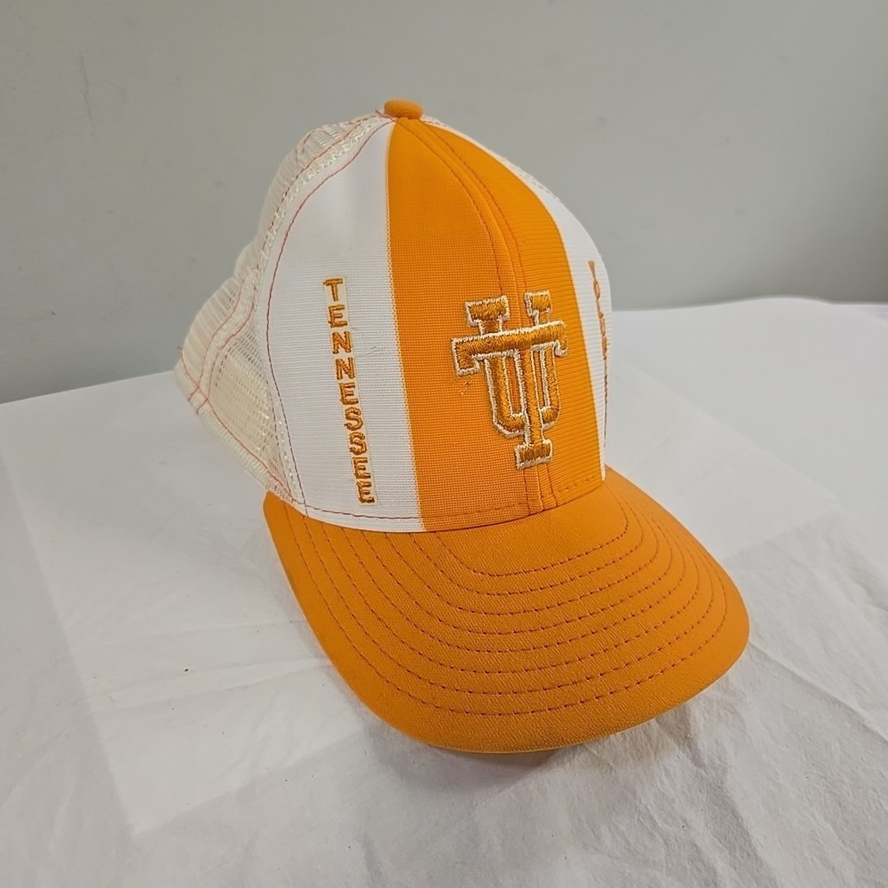 Vintage Tennessee Volunteers Hat Cap Snap Back Mens Orange White NCAA Trucker - Picture 2 of 9